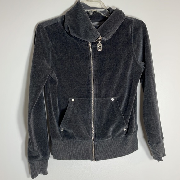 Michael Kors Women’s Small Velour Top with Zip Up front 2 Front Pockets - Picture 12 of 12